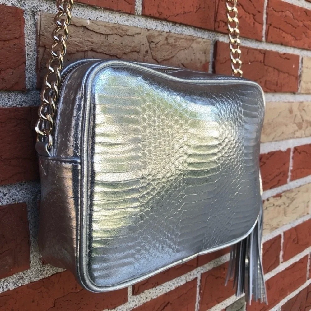 NWOT Victoria’s Secret Silver Snake Print Chain Purse Pocketbook Crossbody Bag 👜